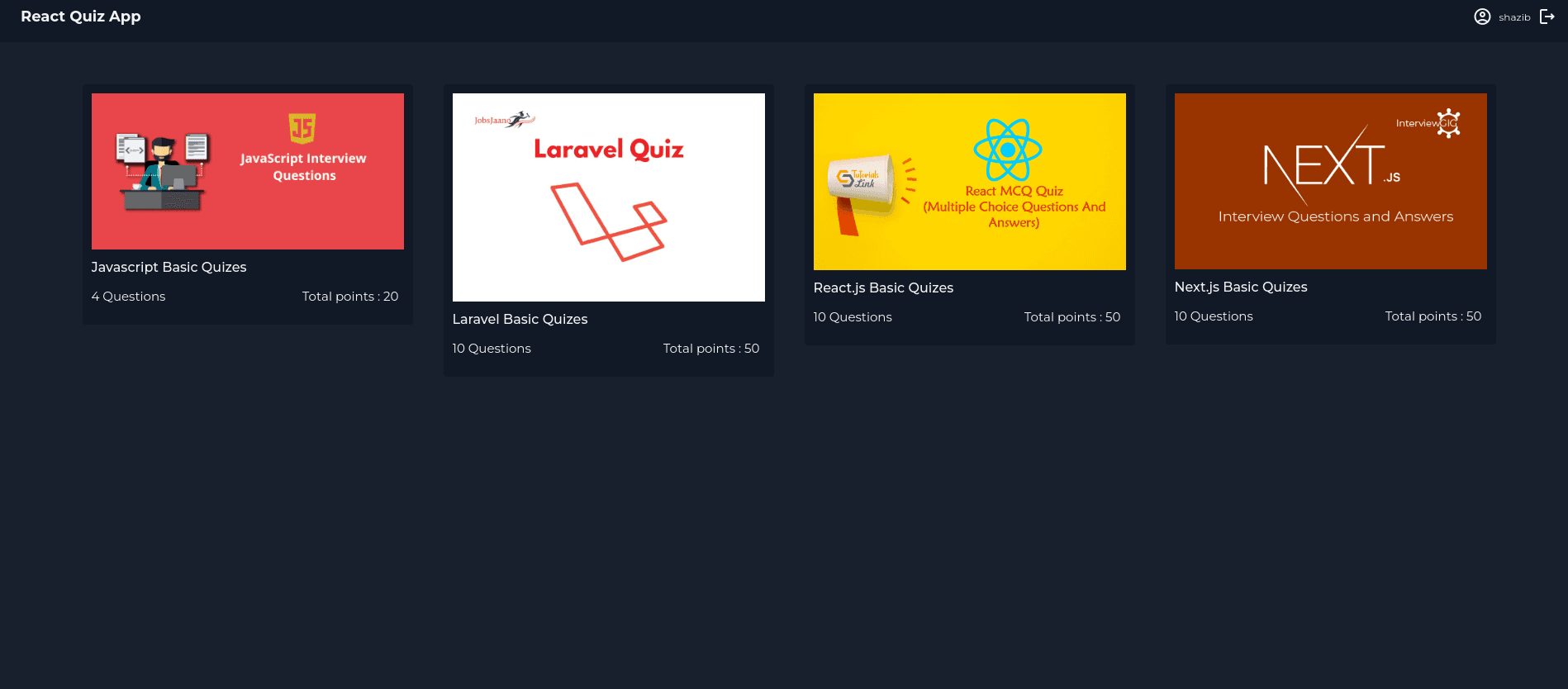 Quiz Application For LMS Platform